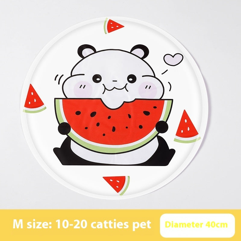 HKM-9532605 Cooling Gel Pet Mat ¨C Round Cartoon Design for Dogs and Cats, Various Fun Patterns, Soft Cloth, 40cm & 50cm Sizes