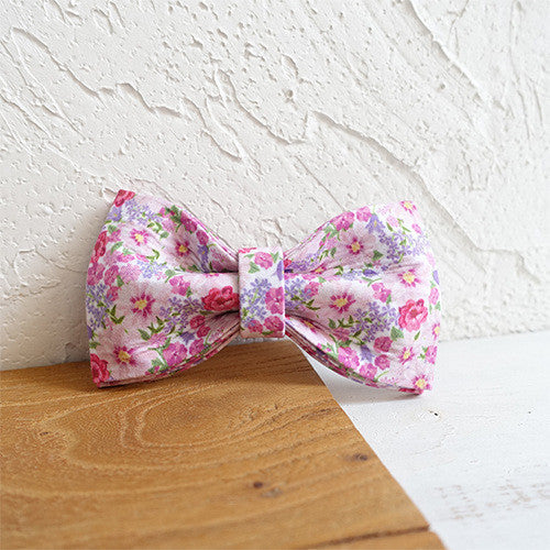HKM-9532989 Double Layer Bow Tie Dog Collar with Flower Decoration - Available in XS to XL Sizes