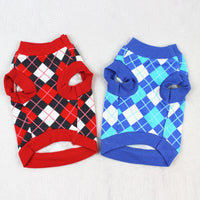 HKM-9533117 Casual Cotton Vest for Dog and Cat Lovers in Red/Black and Blue/White Grid Patterns