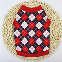 HKM-9533117 Casual Cotton Vest for Dog and Cat Lovers in Red/Black and Blue/White Grid Patterns
