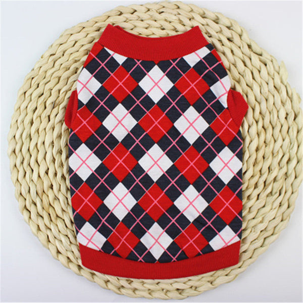 HKM-9533117 Casual Cotton Vest for Dog and Cat Lovers in Red/Black and Blue/White Grid Patterns