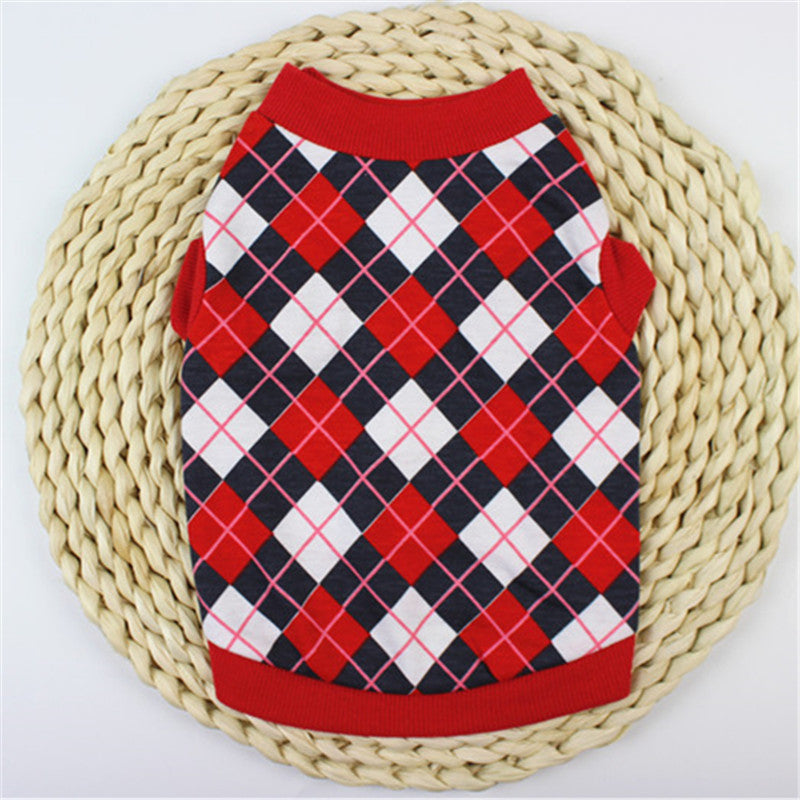 HKM-9533117 Casual Cotton Vest for Dog and Cat Lovers in Red/Black and Blue/White Grid Patterns