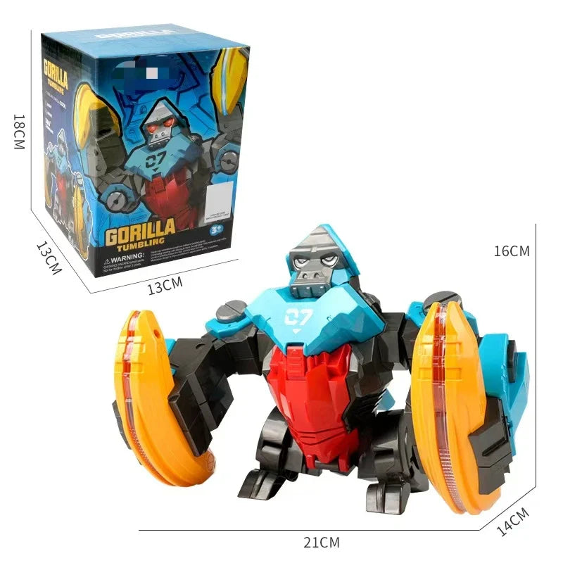 HKM-953363 Electric Monkey Rolling Toy Robot with Sound and Light for Kids, Interactive Educational Toy, Tumbling Gorilla