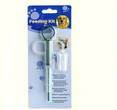 HKM-9534013 Pet Medicine Pill Feeder Device for Easy Medication and Deworming, Leakproof Design, Red & Blue