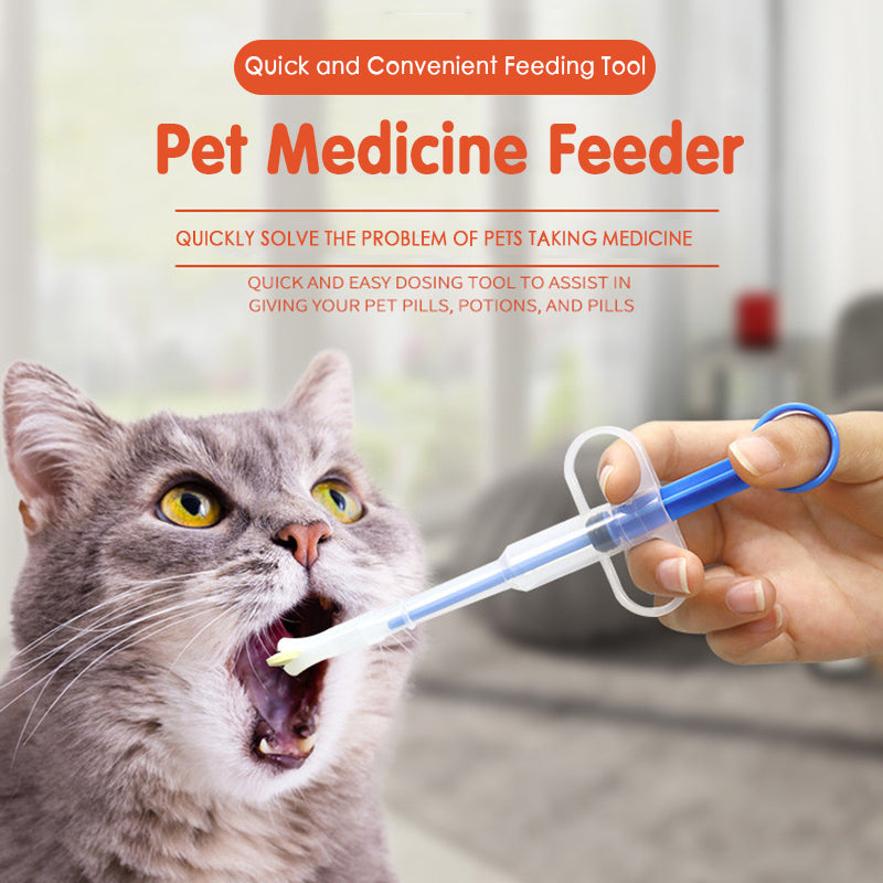 HKM-9534013 Pet Medicine Pill Feeder Device for Easy Medication and Deworming, Leakproof Design, Red & Blue