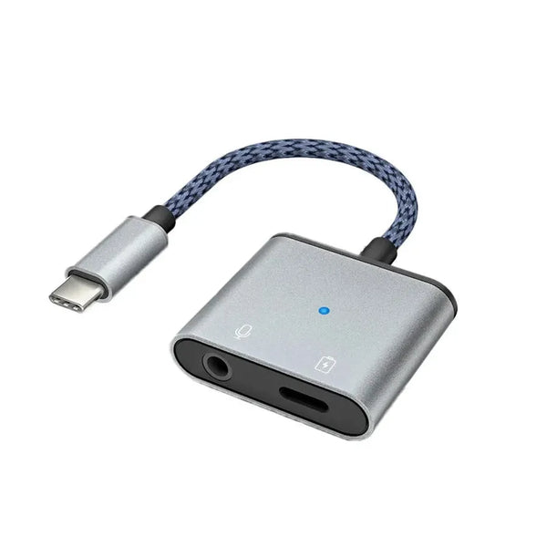 HKM-953427 2 in 1 USB-C to 3.5mm Headphone Jack Adapter for iPhone 15/15 Pro and Samsung Devices