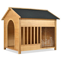 HKM-9534397 Large Wooden Dog House with Porch, Asphalt Roof, Elevated Floor for Medium & Large Dogs
