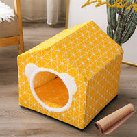 HKM-9534781 Nordic Style Semi-Enclosed Pet Kennel for Cats and Dogs - Breathable Textile with Polyester Filling, 41x41x41cm