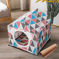 HKM-9534781 Nordic Style Semi-Enclosed Pet Kennel for Cats and Dogs - Breathable Textile with Polyester Filling, 41x41x41cm
