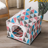 HKM-9534781 Nordic Style Semi-Enclosed Pet Kennel for Cats and Dogs - Breathable Textile with Polyester Filling, 41x41x41cm