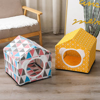 HKM-9534781 Nordic Style Semi-Enclosed Pet Kennel for Cats and Dogs - Breathable Textile with Polyester Filling, 41x41x41cm