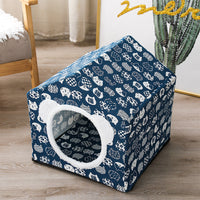 HKM-9534781 Nordic Style Semi-Enclosed Pet Kennel for Cats and Dogs - Breathable Textile with Polyester Filling, 41x41x41cm