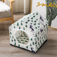 HKM-9534781 Nordic Style Semi-Enclosed Pet Kennel for Cats and Dogs - Breathable Textile with Polyester Filling, 41x41x41cm