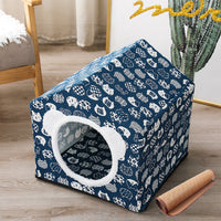 HKM-9534781 Nordic Style Semi-Enclosed Pet Kennel for Cats and Dogs - Breathable Textile with Polyester Filling, 41x41x41cm