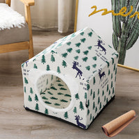 HKM-9534781 Nordic Style Semi-Enclosed Pet Kennel for Cats and Dogs - Breathable Textile with Polyester Filling, 41x41x41cm
