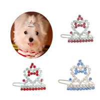 HKM-9535549 Princess Style Fashionable Barrettes for Dogs and Cats in Pink, Blue, Purple, and Red - 3cm Hair Clip