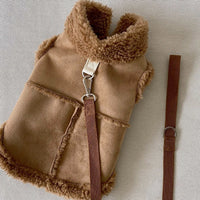 HKM-9536317 Cozy Autumn Winter Traction Vest for Pets - Available in Brown, Pink, and White Sizes XS to XL
