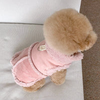 HKM-9536317 Cozy Autumn Winter Traction Vest for Pets - Available in Brown, Pink, and White Sizes XS to XL