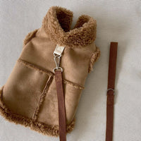 HKM-9536317 Cozy Autumn Winter Traction Vest for Pets - Available in Brown, Pink, and White Sizes XS to XL