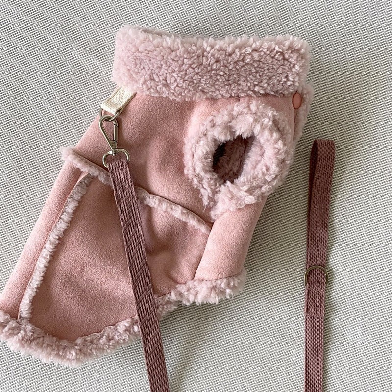HKM-9536317 Cozy Autumn Winter Traction Vest for Pets - Available in Brown, Pink, and White Sizes XS to XL