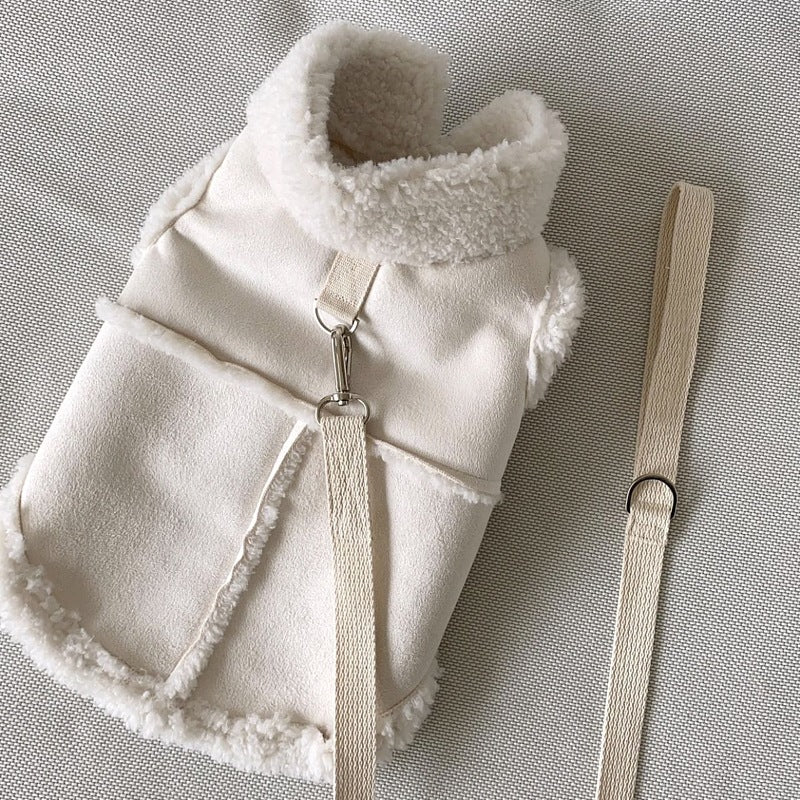 HKM-9536317 Cozy Autumn Winter Traction Vest for Pets - Available in Brown, Pink, and White Sizes XS to XL