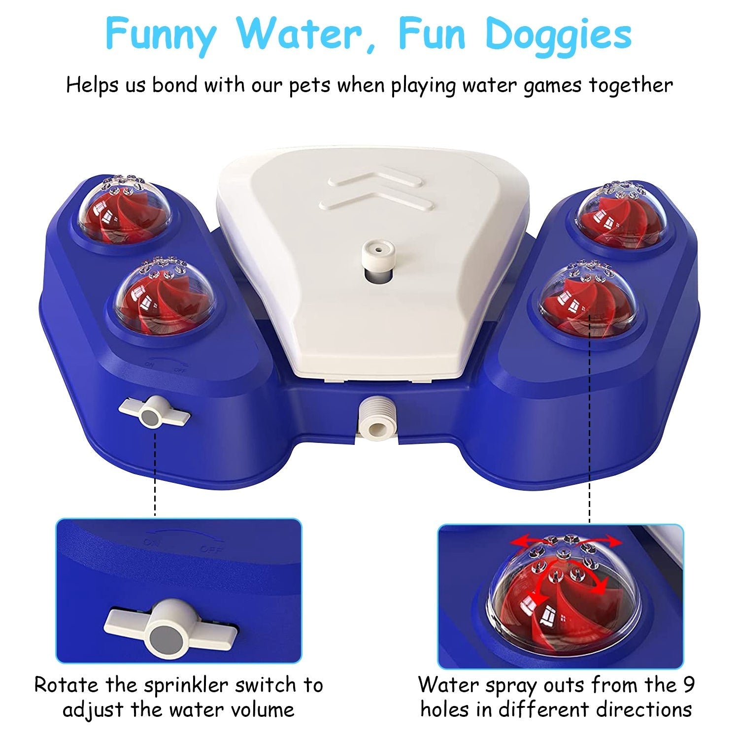HKM-9536573 Multifunctional Automatic Dog Water Fountain with Sprinkler and Shower Balls for Drinking and Playtime