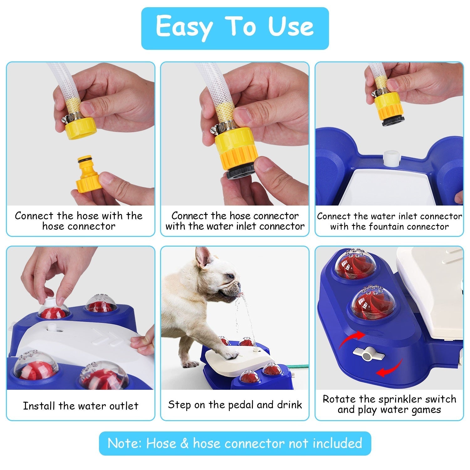 HKM-9536573 Multifunctional Automatic Dog Water Fountain with Sprinkler and Shower Balls for Drinking and Playtime