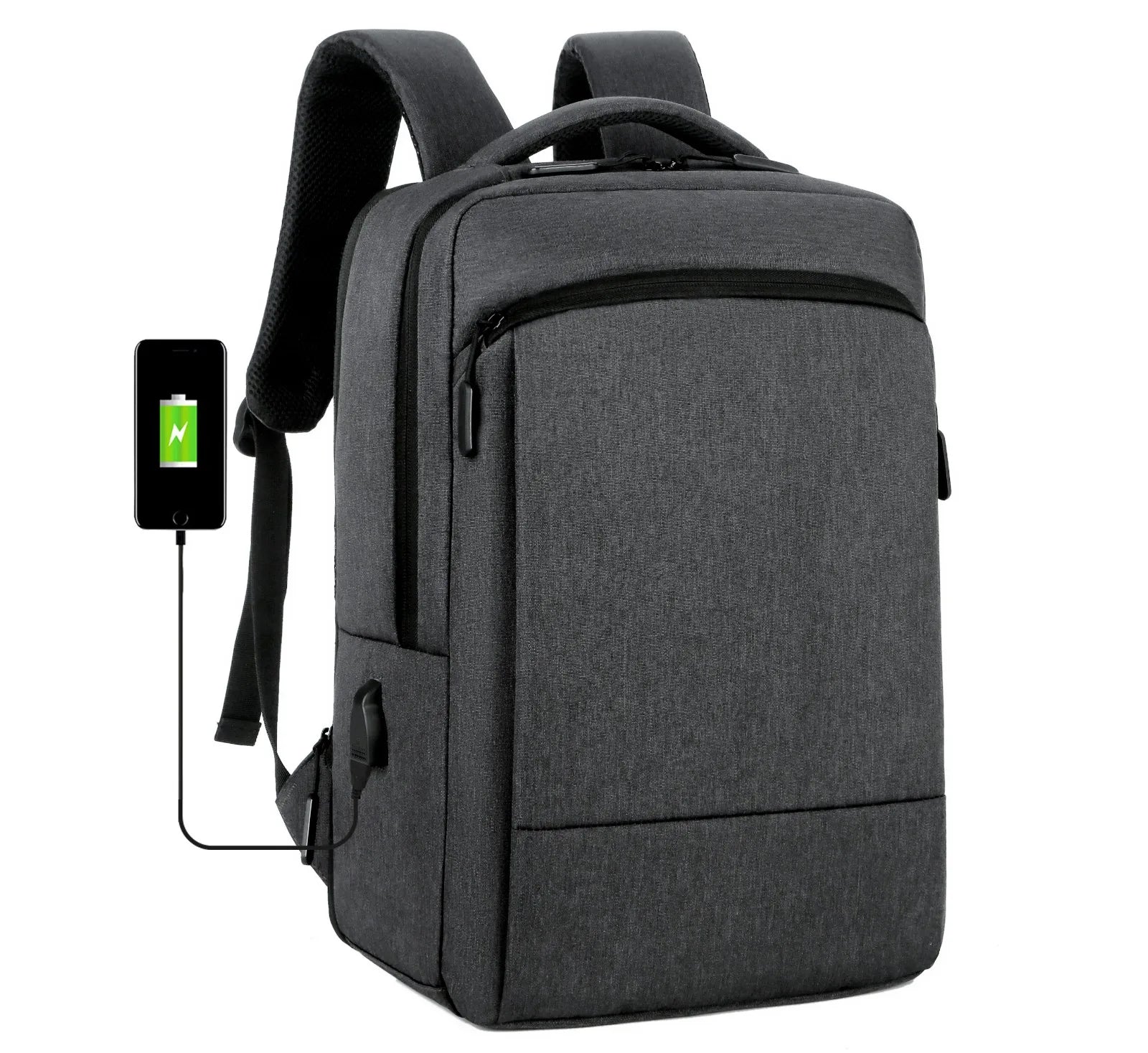 HKM-953747 Waterproof Nylon 15.6 Inch Laptop Backpack with USB Charging Port for Business Travel