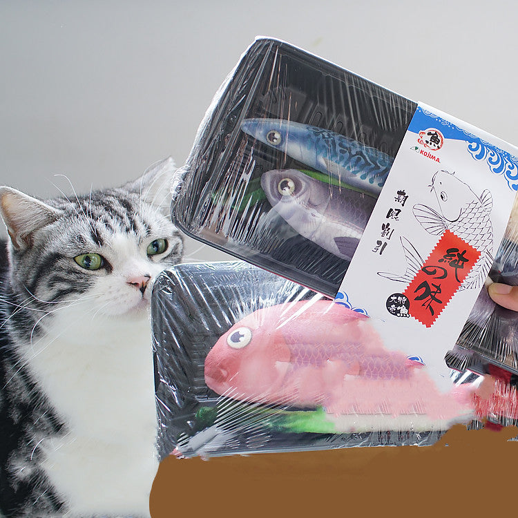 HKM-9537981 Salmon Snapper Catnip Toy in Blue - Four-Piece Set for Cats