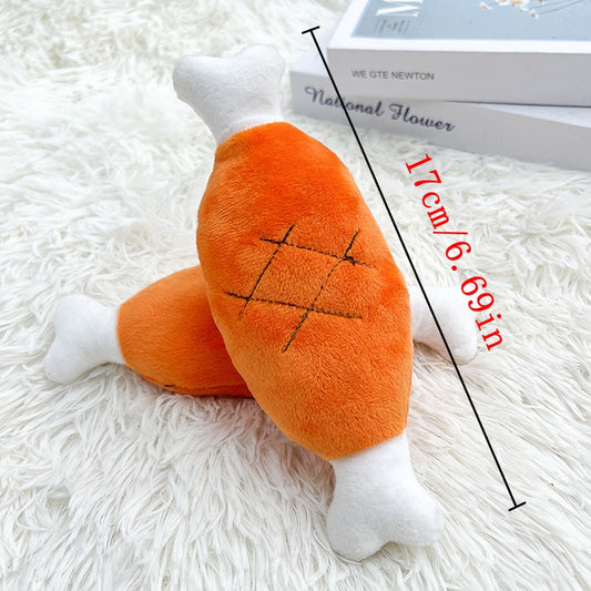 HKM-9538109 Plush Chicken Leg Dog Chew Toy - Soft Durable Design for Small to Medium Dogs and Puppies