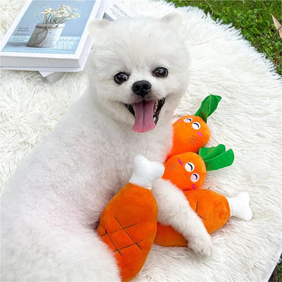 HKM-9538109 Plush Chicken Leg Dog Chew Toy - Soft Durable Design for Small to Medium Dogs and Puppies