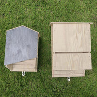 HKM-9539773 Wooden Bat House for Outdoor Garden Eaves – Natural Triple Wood Habitat 24x8.3x9.3 cm