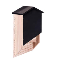 HKM-9539773 Wooden Bat House for Outdoor Garden Eaves – Natural Triple Wood Habitat 24x8.3x9.3 cm