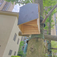 HKM-9539773 Wooden Bat House for Outdoor Garden Eaves – Natural Triple Wood Habitat 24x8.3x9.3 cm