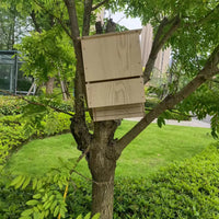HKM-9539773 Wooden Bat House for Outdoor Garden Eaves – Natural Triple Wood Habitat 24x8.3x9.3 cm