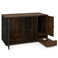 HKM-9540157 2-in-1 Dog Crate End Table with Pull-Out Feeder for Small & Medium Dogs, Chew-Resistant Design