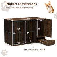 HKM-9540157 2-in-1 Dog Crate End Table with Pull-Out Feeder for Small & Medium Dogs, Chew-Resistant Design