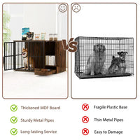 HKM-9540157 2-in-1 Dog Crate End Table with Pull-Out Feeder for Small & Medium Dogs, Chew-Resistant Design