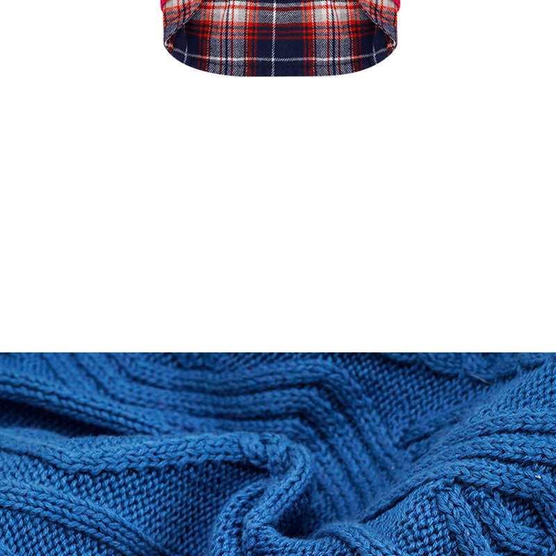 HKM-9540669 Cozy British-Style Dog Sweater for Autumn and Winter, Available in Red and Royal Blue