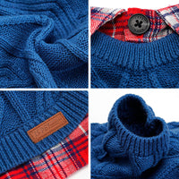 HKM-9540669 Cozy British-Style Dog Sweater for Autumn and Winter, Available in Red and Royal Blue