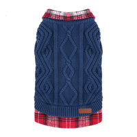 HKM-9540669 Cozy British-Style Dog Sweater for Autumn and Winter, Available in Red and Royal Blue