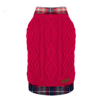 HKM-9540669 Cozy British-Style Dog Sweater for Autumn and Winter, Available in Red and Royal Blue
