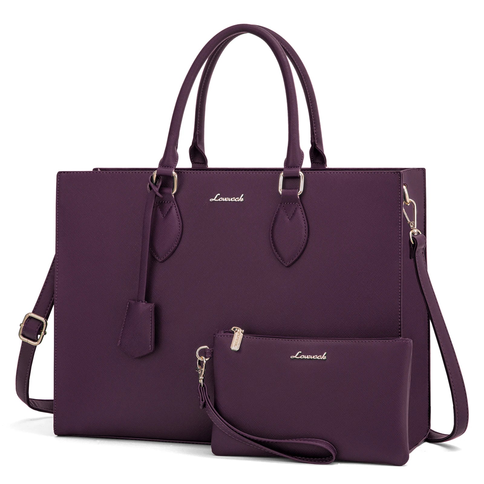 HKM-954067 Women’s Leather Laptop Tote Bag for 15.6-Inch Laptops - Stylish and Functional Office Handbag