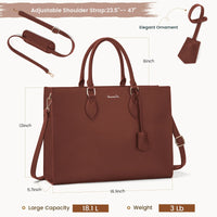 HKM-954067 Women’s Leather Laptop Tote Bag for 15.6-Inch Laptops - Stylish and Functional Office Handbag