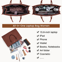 HKM-954067 Women’s Leather Laptop Tote Bag for 15.6-Inch Laptops - Stylish and Functional Office Handbag
