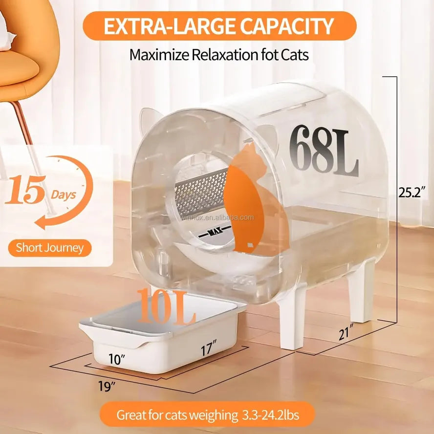 HKM-954131 Automatic Self-Cleaning Cat Litter Box with Tuya App Control