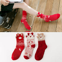 HKM-954131 Cozy Santa Claus Patterned Casual Socks for Spring, Summer, and Autumn