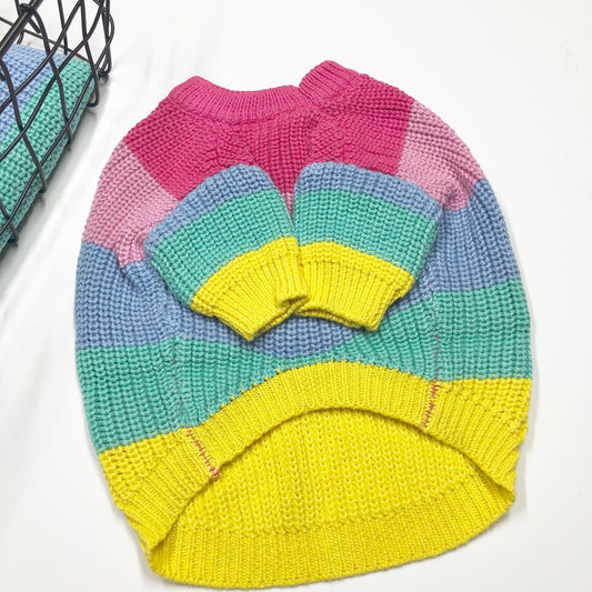 HKM-954259 Casual Wool Sweater for Corgis and Shiba Inus – Rainbow Color, Various Sizes Available