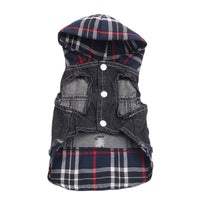 HKM-9542845 Denim Pet Clothes for Dogs - Four-Legged Styles in Navy and Red, Multiple Sizes Available
