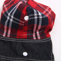 HKM-9542845 Denim Pet Clothes for Dogs - Four-Legged Styles in Navy and Red, Multiple Sizes Available